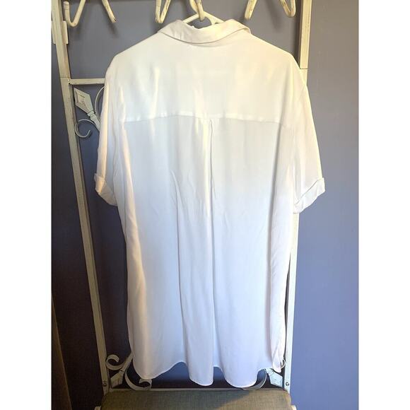 Rose & Olive 1X White Top Shirt Preppy Classy Rayon - Picture 4 of 4